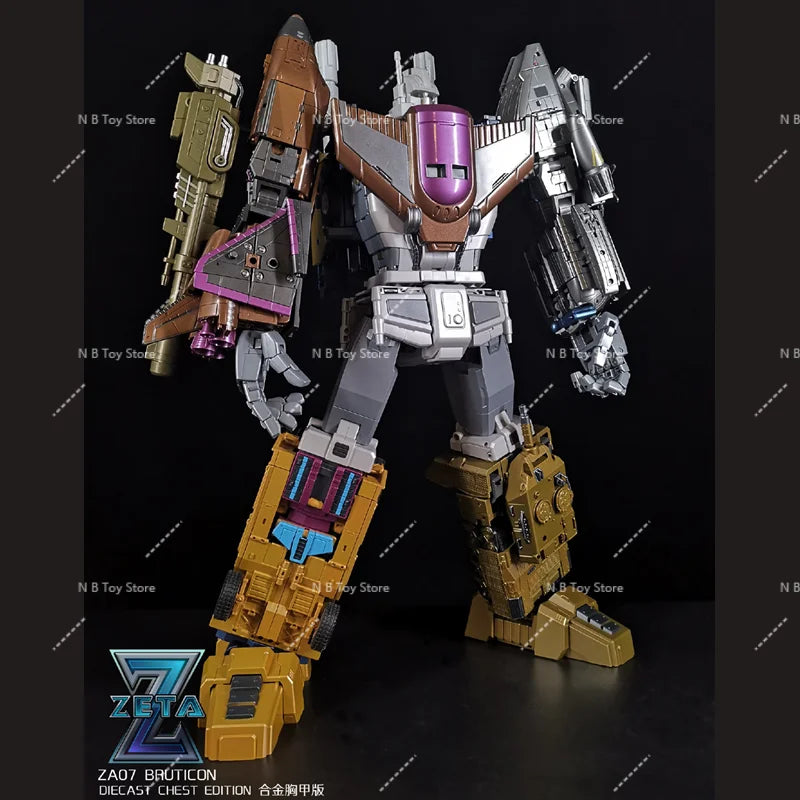 Transformation ZETA ZA07 ZA-07 Metallic Bruticus 5 IN 1 Oversized Alloy Chest Armor Chariot Team Action Figure Robot