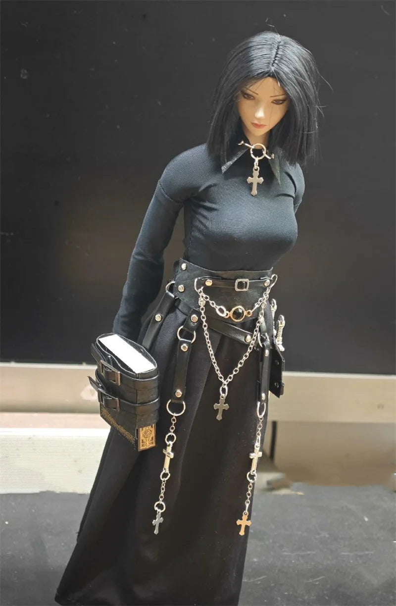 In Stock 1/6 Scale Fashion Temperament Exquisite Style Cloak Black Long Sleeve Dress Set Fit 12inch Action Figure Models