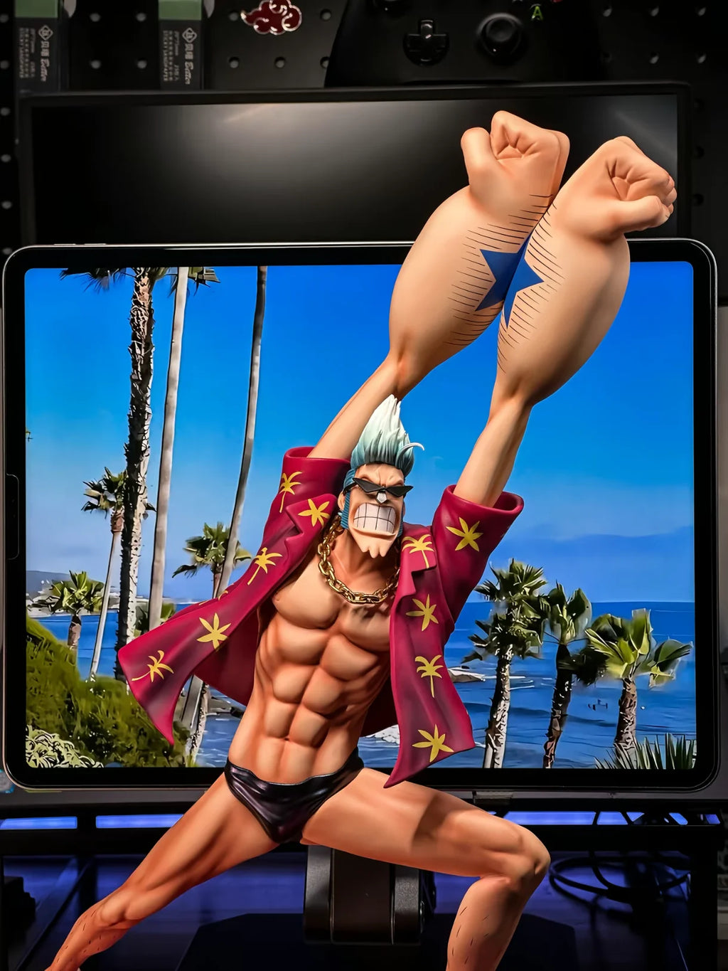 32CM ONE PIECE Franky Anime Figures Two Years Ago Franky Figure PVC Statue Figurine Desktop Decor Collection Model Gifts Toys