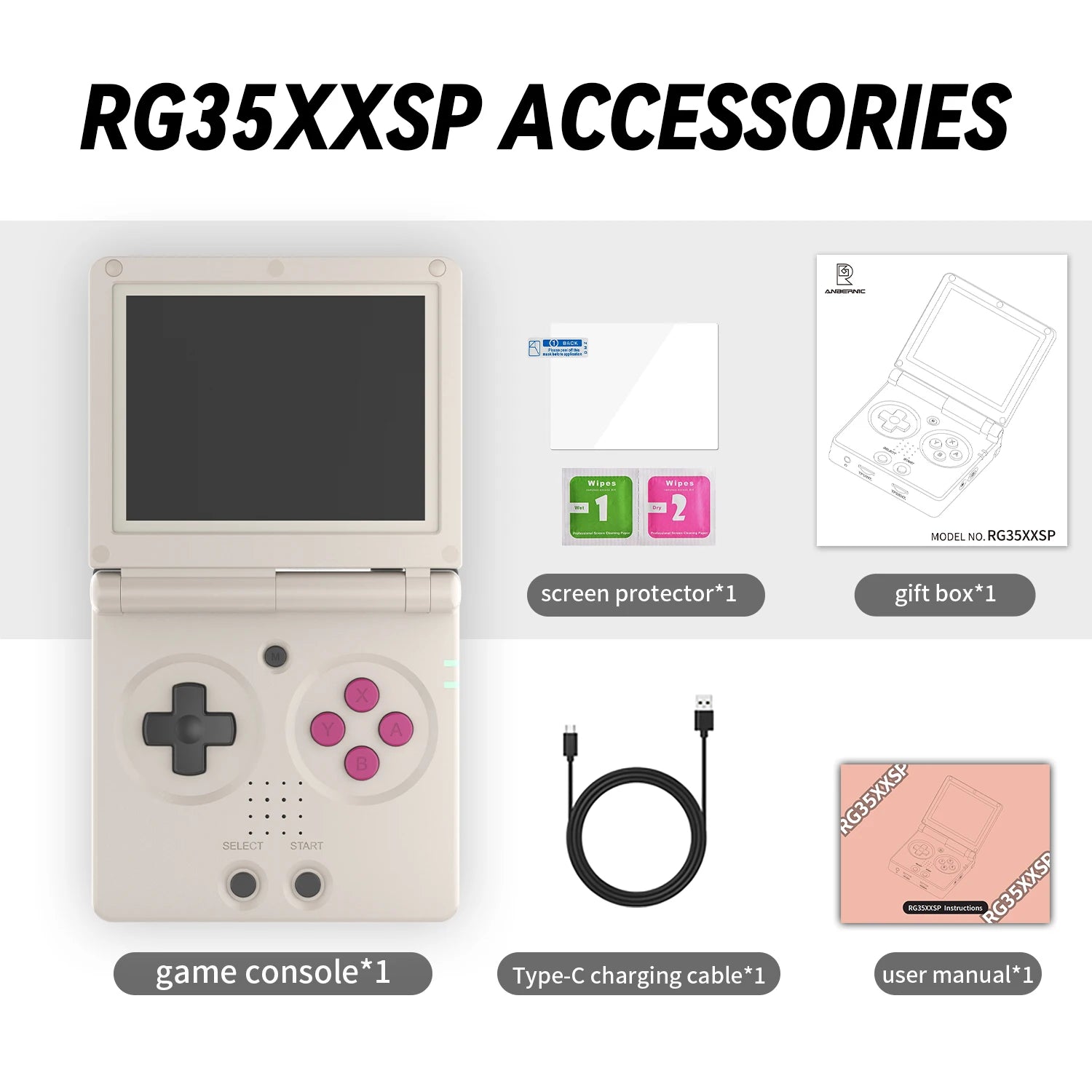 ANBERNIC RG35XXSP Mini Retro Handheld Game Console 3.5-inch IPS Screen 3300mAh Battery Supports HDMI-TV Out and Bluetooth 4.2