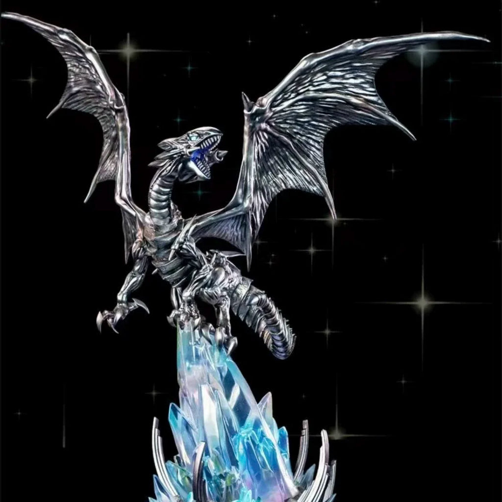 Generic Yu Gi Oh Series Blue Eyes White Dragon Light Up Figure With Ice Base Anime Collectible Desktop Decoration For Game Fans