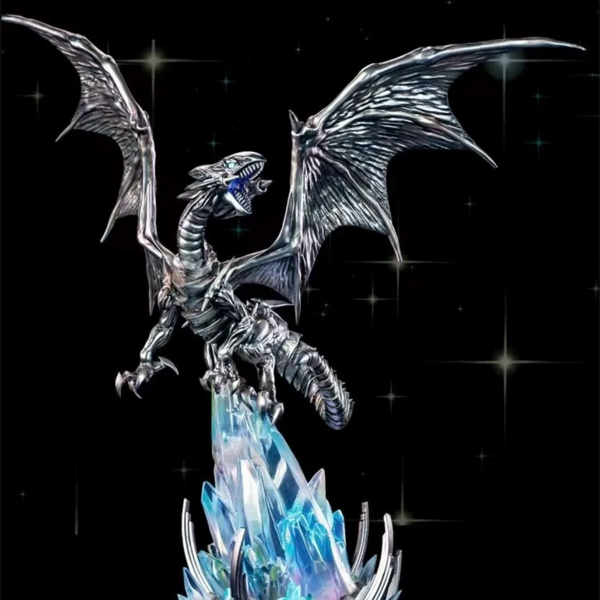 Generic Yu Gi Oh Series Blue Eyes White Dragon Light Up Figure With Ice Base Anime Collectible Desktop Decoration For Game Fans