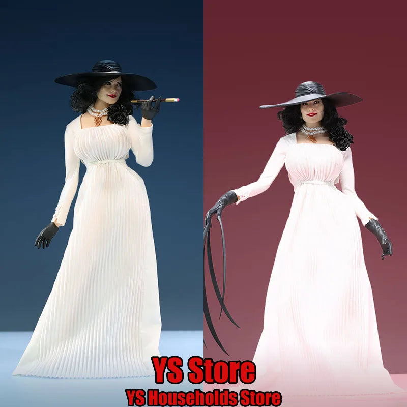 Original A23C01 1/6 Scale Female Vampire Soldier White Long Dress Decoration Lady Dimitrescu Movie Role Delicate 12" Figurine
