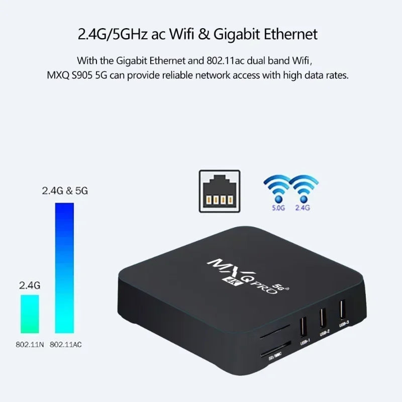 New MXQ Pro RK3229 Android Smart TV Box 2.4G&5G WiFi Original 4K HDR+ Media Player TV Box Remote Control TV Set Top Box IPTV