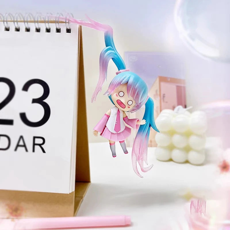 11cm Virtual Singer Anime Figure Two-dimensional Kawaii Q Version Princess Pendant PVC Desktop Car Case Ornament Collection Doll