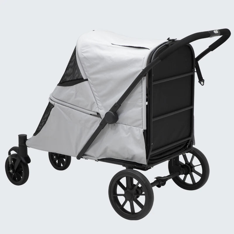 Geräumiger, langlebiger Haustier-Kinderwagen im neuen Design, tragbare Hunderampe, großer Hundewagen, luxuriöser Kinderwagen für 40 kg, 124 x 66 x 100 cm