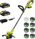 String Trimmer, 20V 12-inch Cordless Weed Wacker with Auto Line Feed, 2 X 2.0Ah Battery Powered Lawn Edger with 8 Pcs Grass Cut