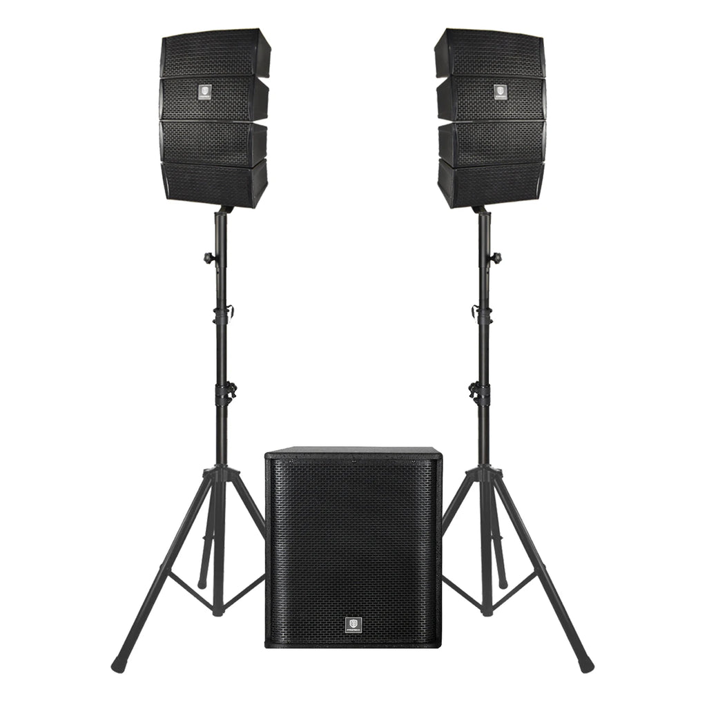 PRORECK Club 3500 15 Zoll Subwoofer 3000 W DJ-betriebenes PA-Lautsprechersystem-Kombi-Set mit 8 Array-Lautsprechern, Bluetooth, USB, SD-Karte