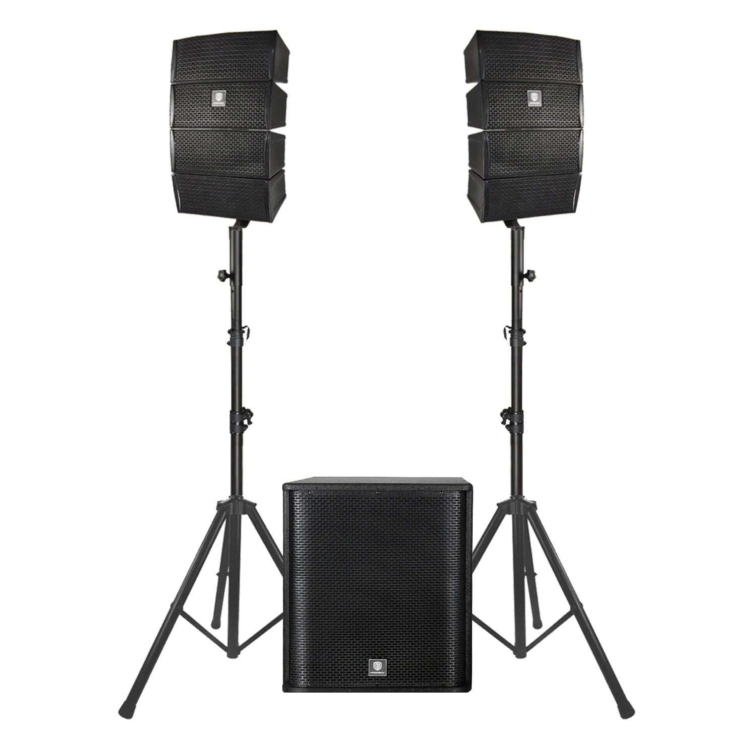 PRORECK Club 3500 15 Zoll Subwoofer 3000 W DJ-betriebenes PA-Lautsprechersystem-Kombi-Set mit 8 Array-Lautsprechern, Bluetooth, USB, SD-Karte