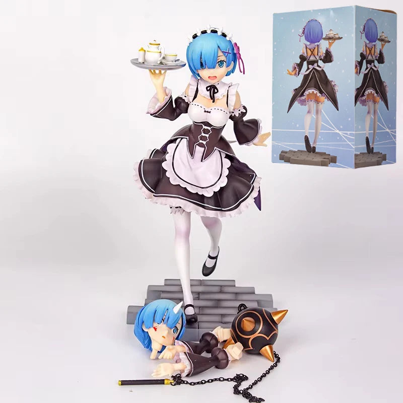 25cm Re:ZERO Starting Life in Another World Anime Figure Rem & Ram Twins Action Figure Rem/Ram Figure Collection Model Doll Toys