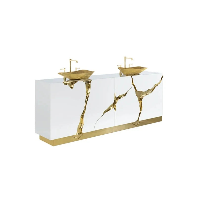 Moderner Villa-Badezimmer-Waschtisch mit goldenem Crack-Waschbecken