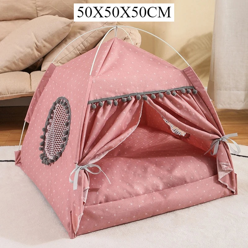 Hiding Cat Tent Semi Closed Nest Bed Portable Indoor Breathable Detachable Cat Tent House Four Seasons Universal Pets Beds