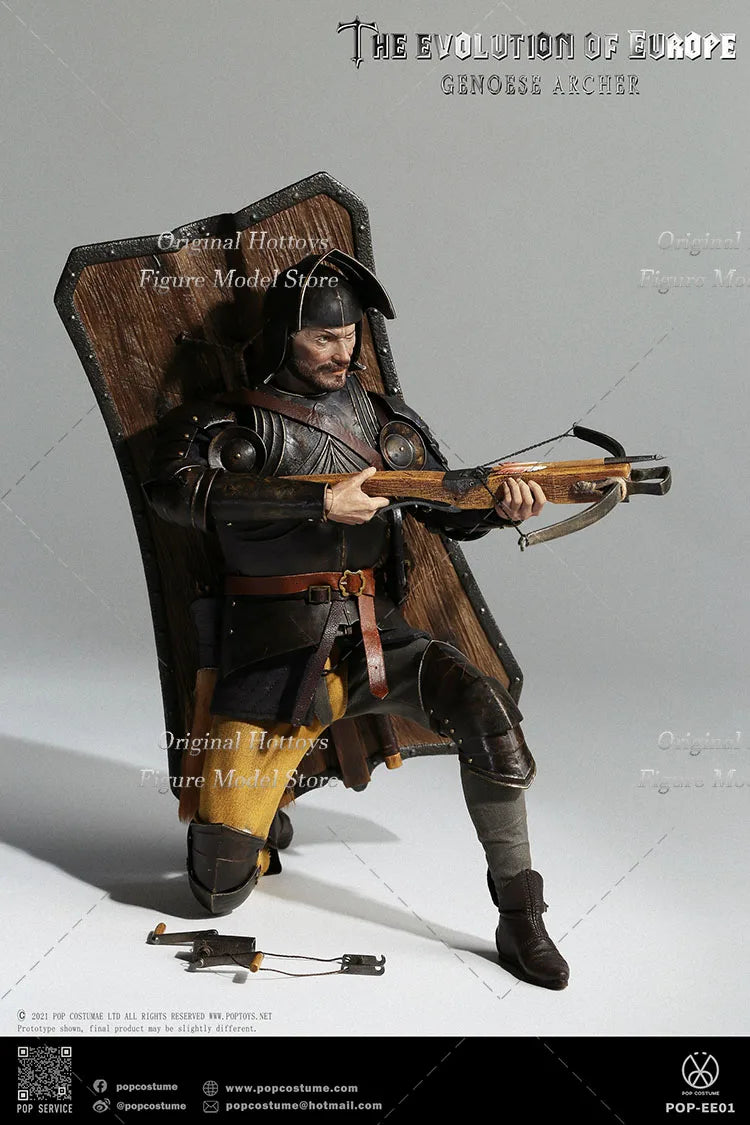 POP COSTUME EE01 1/6 Male Soldier Europa Universalis French Mercenary Genoa Crossbowman Captain Full Set 12'' Action Figure Doll
