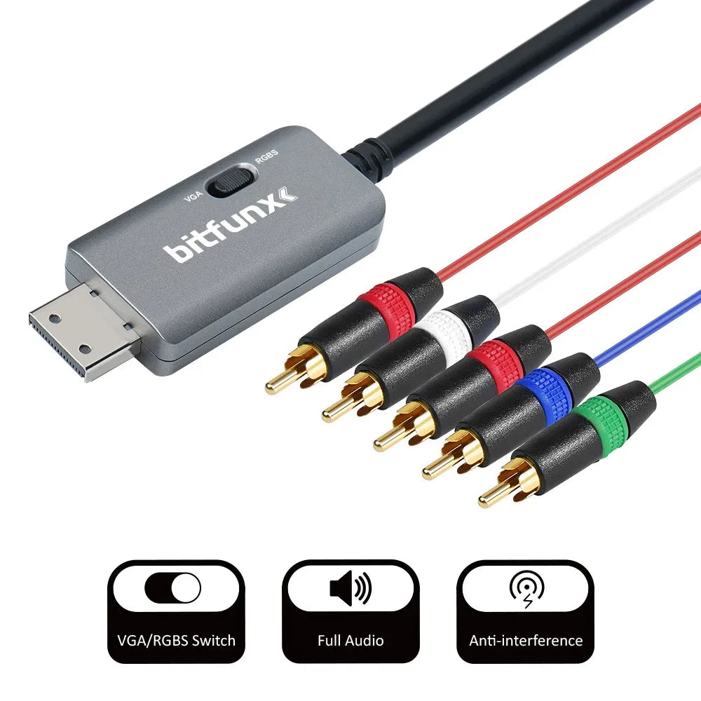BitFunx RGBS VGA To Component Video 5RCA YPbPr Cable For Sega Dreamcast DC Game Console