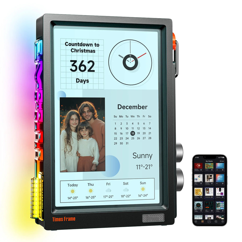 Divoom Times Frame Smart HD-Bildschirm | 10,1 Zoll DIY-Digitaluhr | Krypto-Aktien-Wetterkalender | Tech-Geschenk-Schreibtisch-Setup