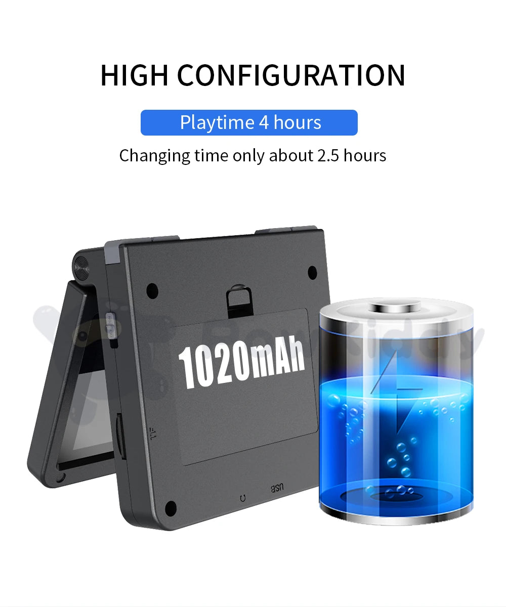 POWKIDDY v90 3-Inch IPS Screen Flip Handheld Console Dual Open System Game Console 16 Simulators Retro PS1 Kids Gift 3D New Game
