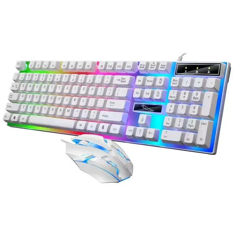 Glow Mechanical Feel Wired Keyboard and Mouse Set, ergonomic design, suitable for both gaming and office use