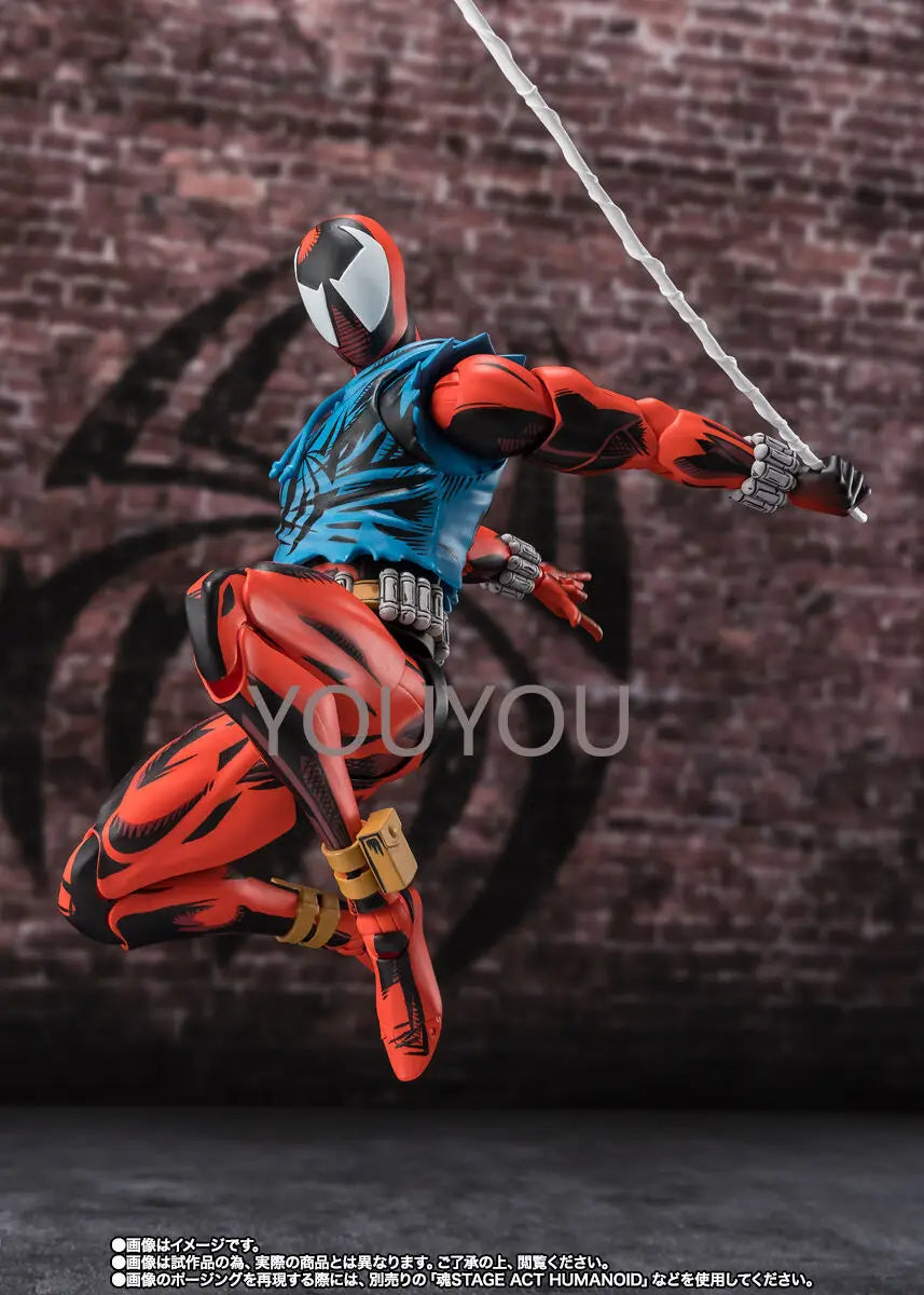 Original BANDAI S.H.Figuarts Anime Spiderman Ben Reilly Scarlet Spider Action Figure Spider-Man Across The Spider-Verse PVC