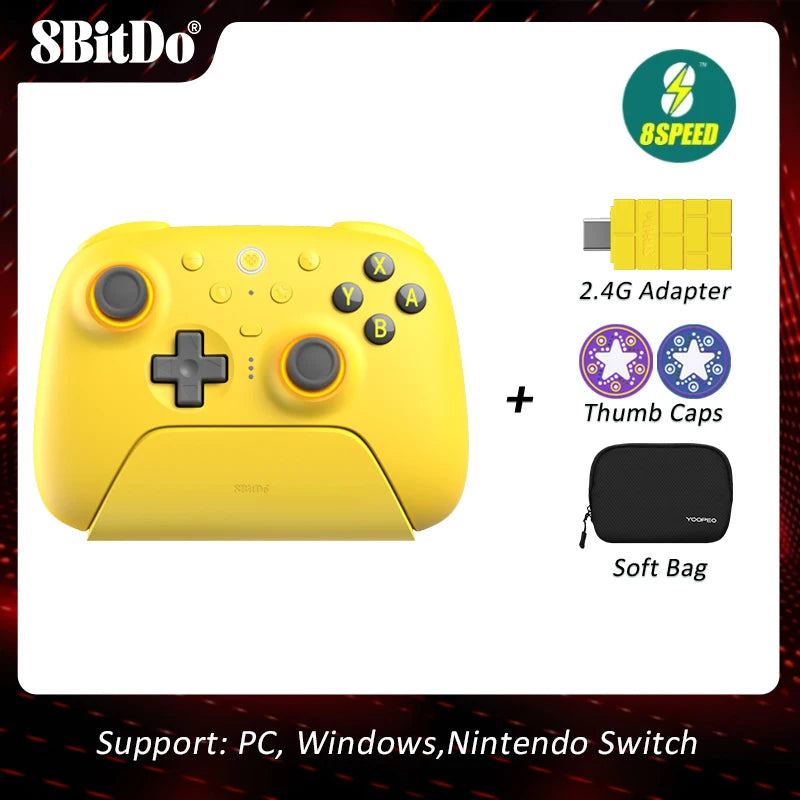 8BitDo Ultimate 2 Bluetooth Controller for Nintendo Switch / Switch 2 PC, Windows 10, 11 TMR Joysticks&8Speed with Charging Dock