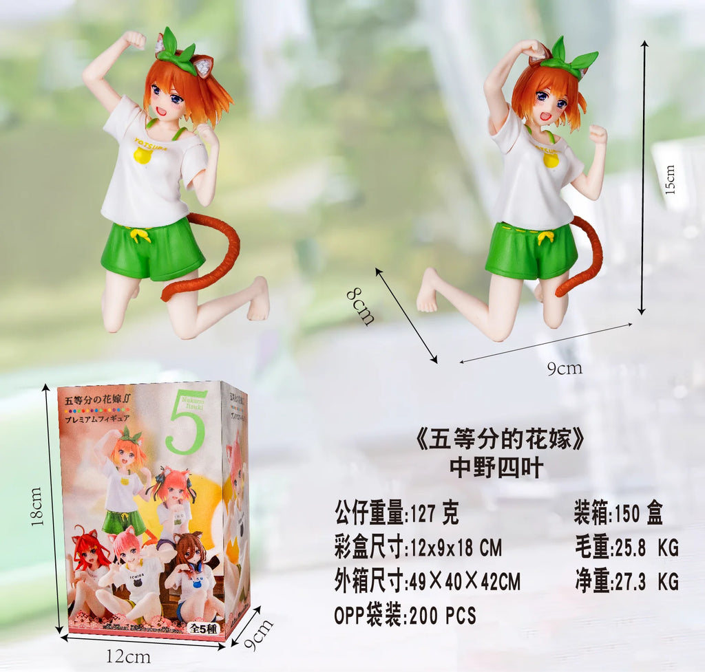 Anime The Quintessential Quintuplets Desktop Cute Nakano Itsuki Figures Cat Room Wear Ver Girl Statue Model Doll Desk Decoration