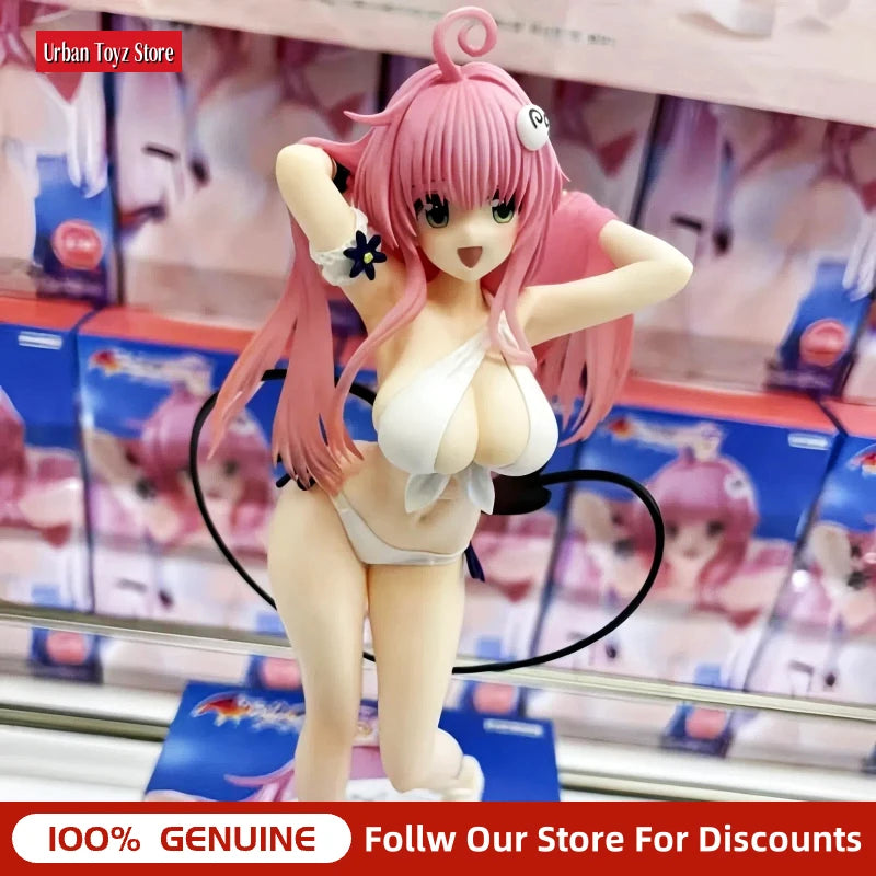 FuRyu To Love-Ru Lala Deviluke Bikini Figure, Authentic 21cm PVC Collectible Model, White Swimsuit Anime Statue Gift For Fans