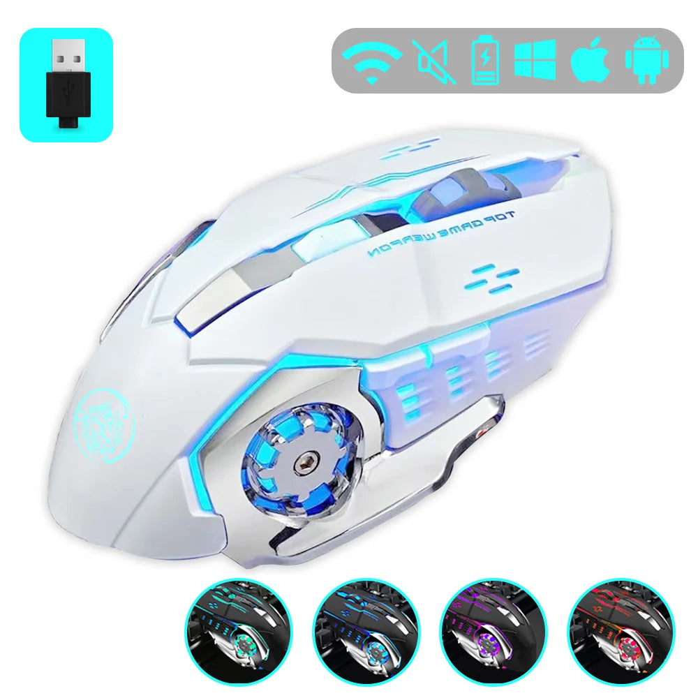 Gaming-Maus, 2,4 G Bluetooth, kabellose, wiederaufladbare Maus für Laptop, RGB-Hintergrundbeleuchtung, mechanische E-Sport-Maus für PC-Computer-Gamer
