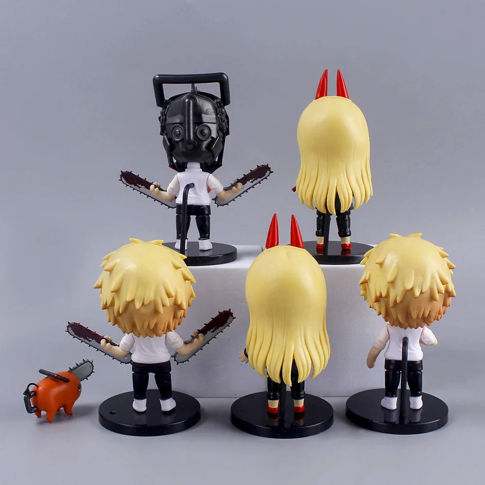 6pcs Q Version Anime Chainsaw Man Denji Pochita Makima Ko Articulated Action Figure Pvc Desktop Toys Collectible Model Kit Gifts