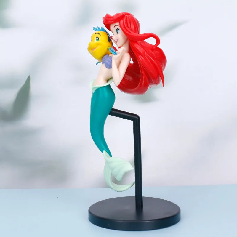 22cm Anime Disney Princess  Mermaid Ariel PVC Action Figures Model Car Cake Decorations Dolls Toys Kids Gifts