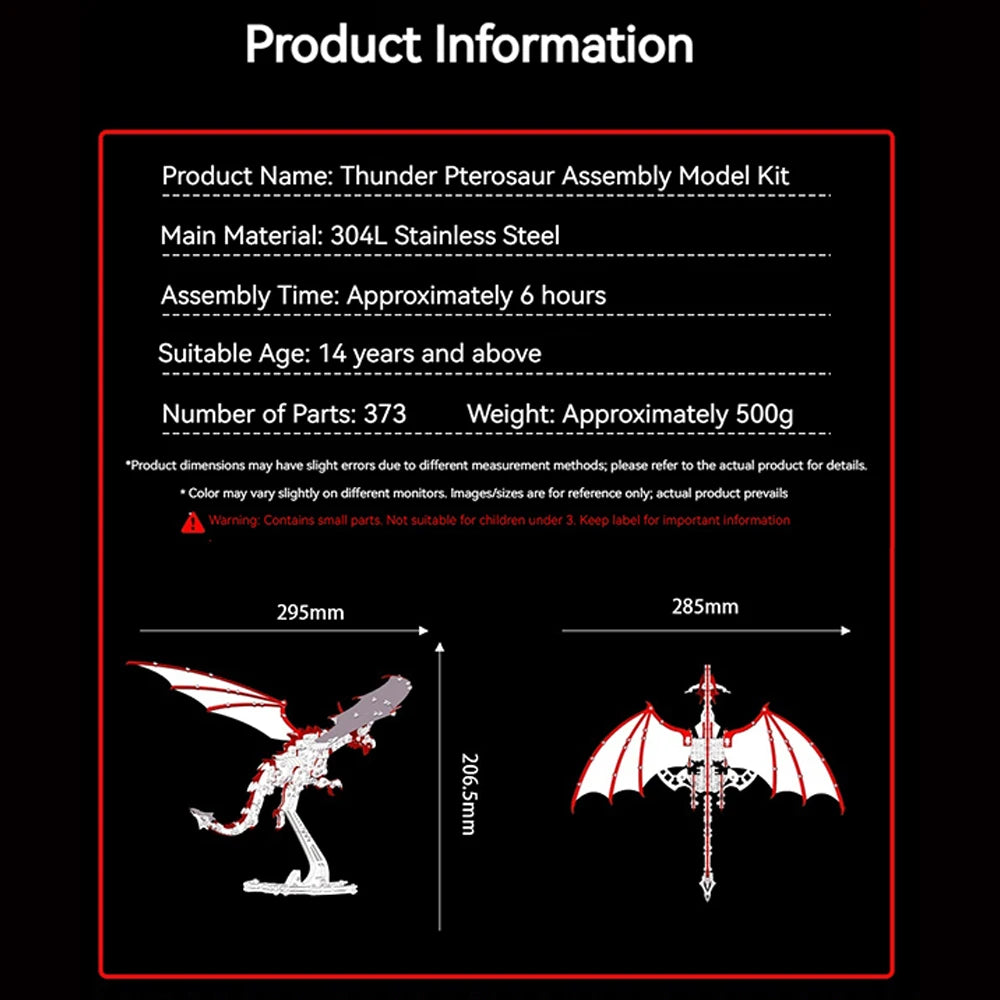 DIY assembly 3D metal pterosaur assembly model set decorative toy ornaments mechanical puzzle solving cool boy's gift