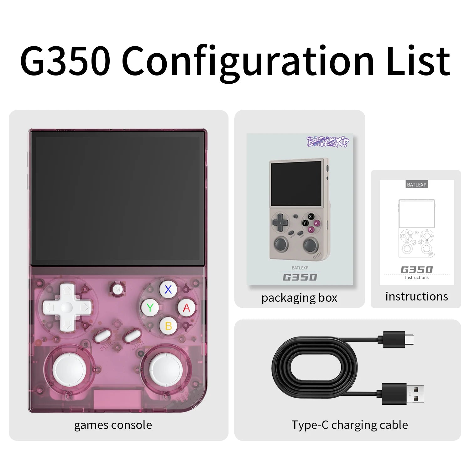BATLEXP AMPOWN G350 Handheld Game Players 3.5 Inch IPS Portable Console Retro Video Game Consolas 3200mAh Linux Mini WIFI C2C