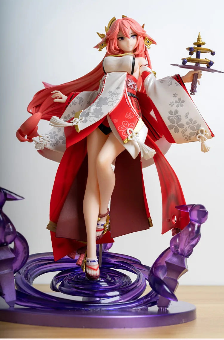 24cm Anime Figure Genshin Impact Gk Yae Miko Fox Pvc Action Figurine Desktop Ornament Decoration Model Statue Toys For Kids Gift