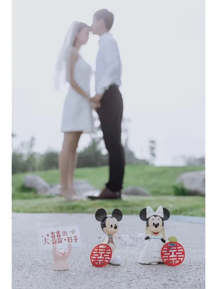 12cm Disney Cartoon Kawaii Cute Minnie Mouse Mickey Mouse Wedding Gifts Decoration Dolls Toy Figures