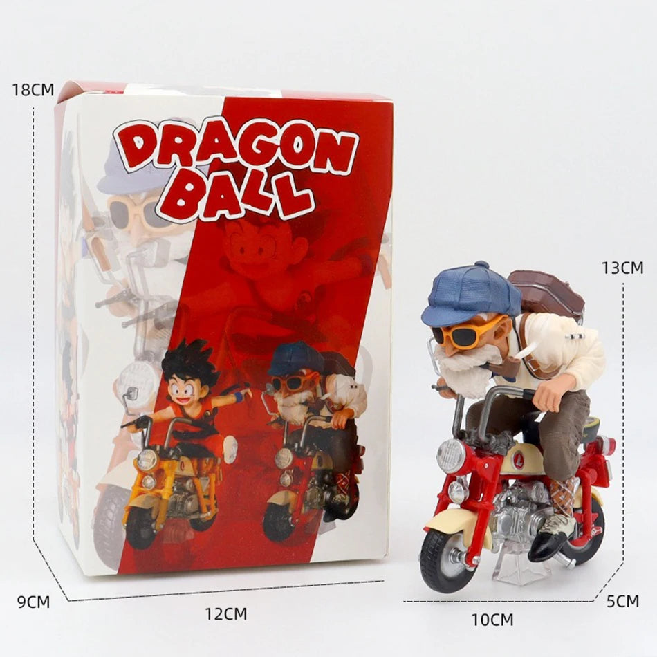 HOT 13cm Dragon Ball Z Anime Figure Son Goku Master Roshi Locomotives PVC Action Kame Sennin Motorcycle Toys for Children gitfs