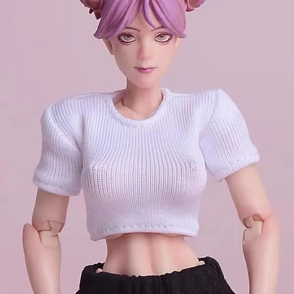 ATStory 1/12 Female Short T-shirt Zipper Jacket Clothes Model Fit 6'' SnailShell SHF ML Romankey Soldier Action Figure Body Doll