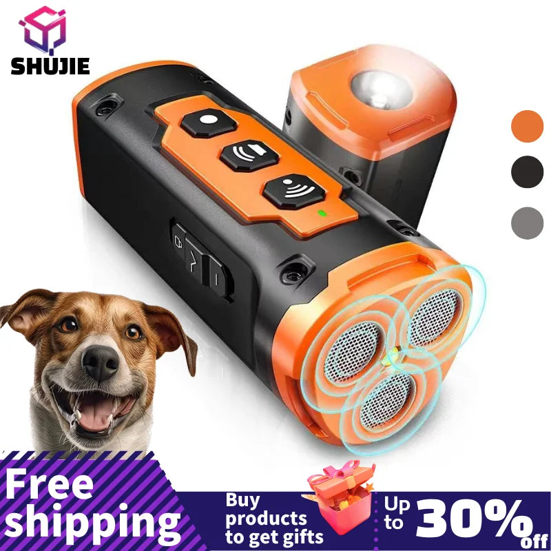 Wiederaufladbares Ultraschall-Hundetrainingsgerät mit LED-Taschenlampe zur Abwehr von Hundebellen (Neu 2023)