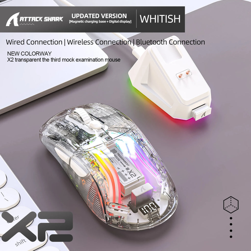 Attack shark X11/X6/X2/X2Pro Gaming-Maus, magnetisch, RGB, PAW3395, Bluetooth, Tri-Mode-Verbindung, kabellose Gamer-Maus, DPI einstellbar