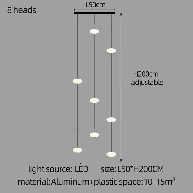 Modern Led staircase chandelier living room hanging light designer Villa duplex building  oval string attic pendant lighting