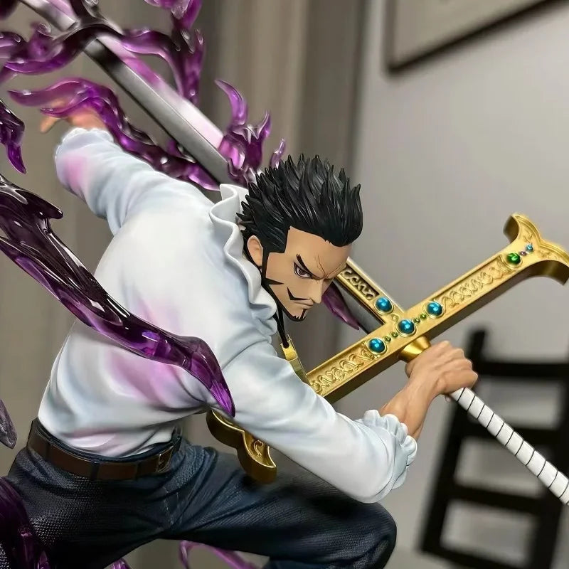 One Piece 30cm/11.81 Inches Tianhui Dracule Mihawk Anime Figure Pvc Statue Desktop & Room Ornament Collectible Model Toy Gift