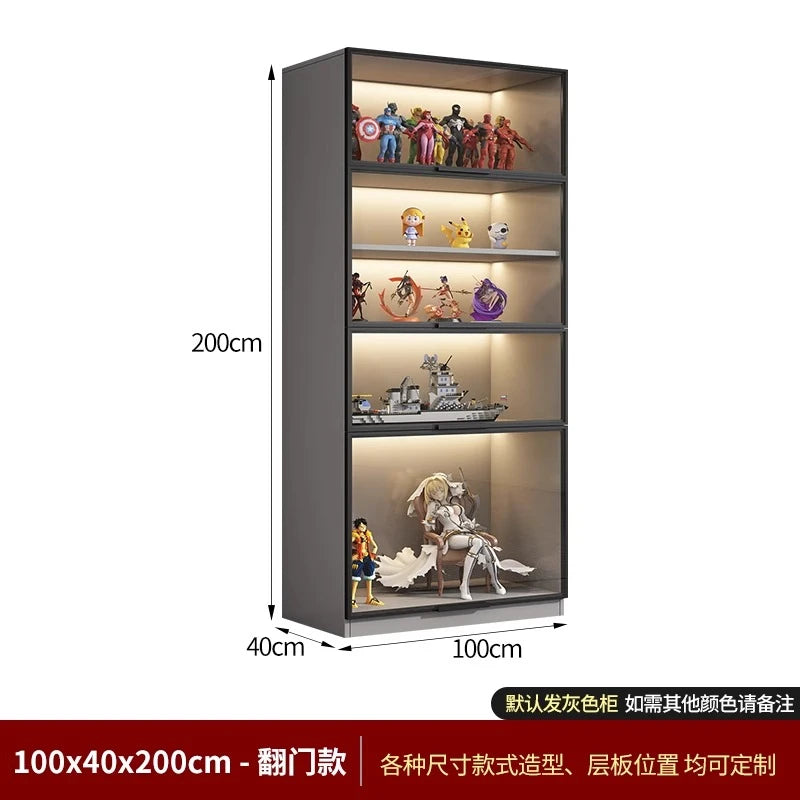 Customized Bookcase Glass Door Dust-proof Bookshelf Figure Lego Model Display Home Living Room Display Wine Cabinet Transparent