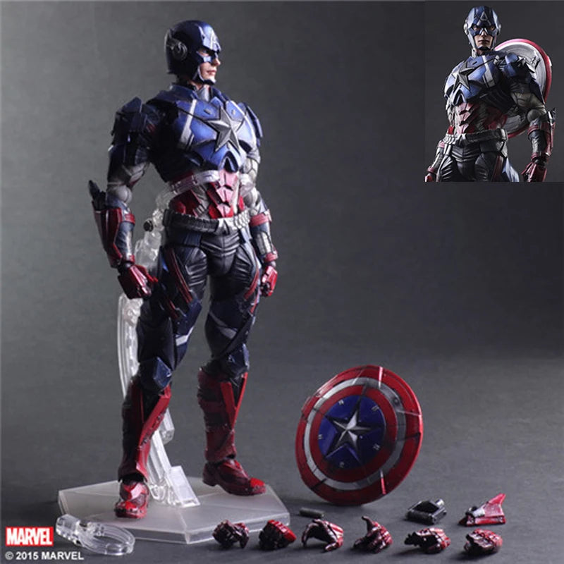 Play Arts Captain America Actionfigur Bewegliche Marvel Collection Avengers Modellspielzeug