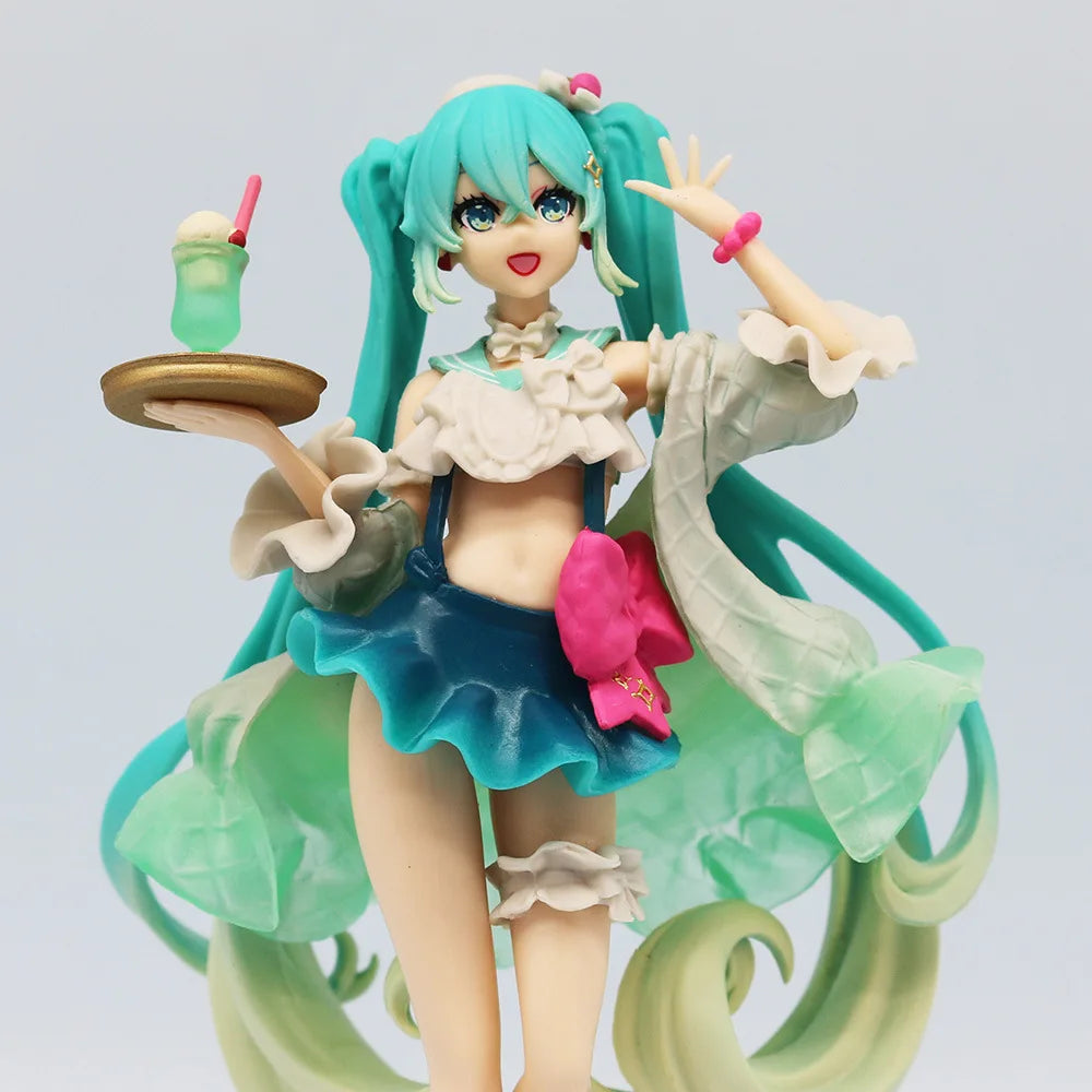 18CM Anime Hatsune Miku Figure Sweet Sweets Melon Soda Float Standing Figure Cute Toy Gift Collection Aciton Figure PVC Doll