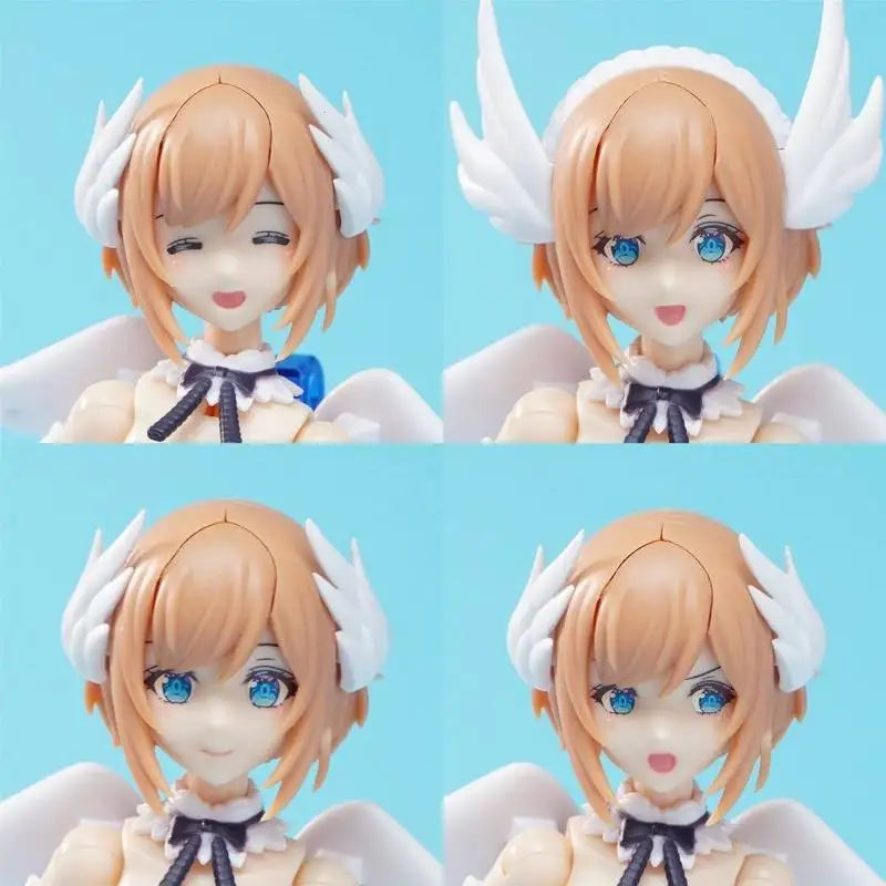Feathery Six-Winged Little Angel Dual Body Units Acrylic Bonus Edition Interchangeable Faces Assembly Model  Action Figure Model