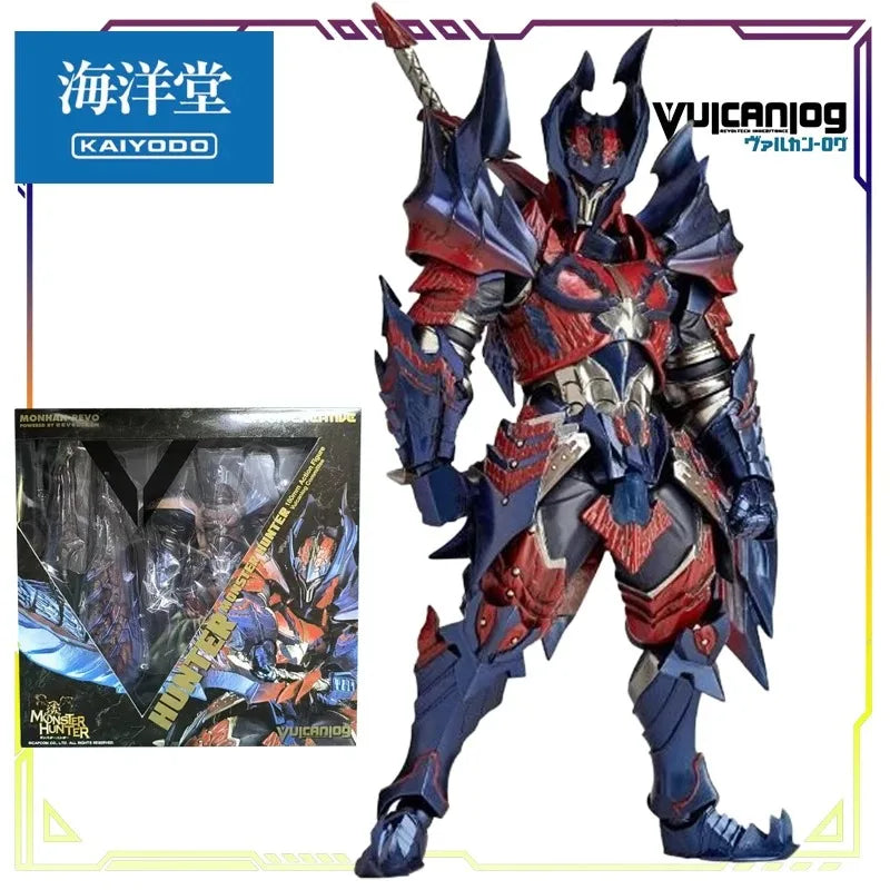 KAIYODO Original Vulcanlog Monster Hunter Revo Series 005 Battle Cat/Hunter Female Swordsman Articulated Action Figure Model Toy