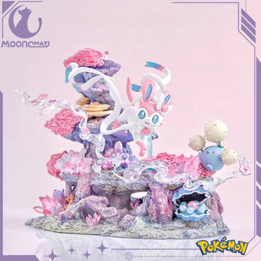 Pokemon Sylveon Anime Figuren Eevee Island 20cm Action Gk Figurine Pvc Statue Schreibtisch Decora Sammler Modell Spielzeug Weihnachtsgeschenke