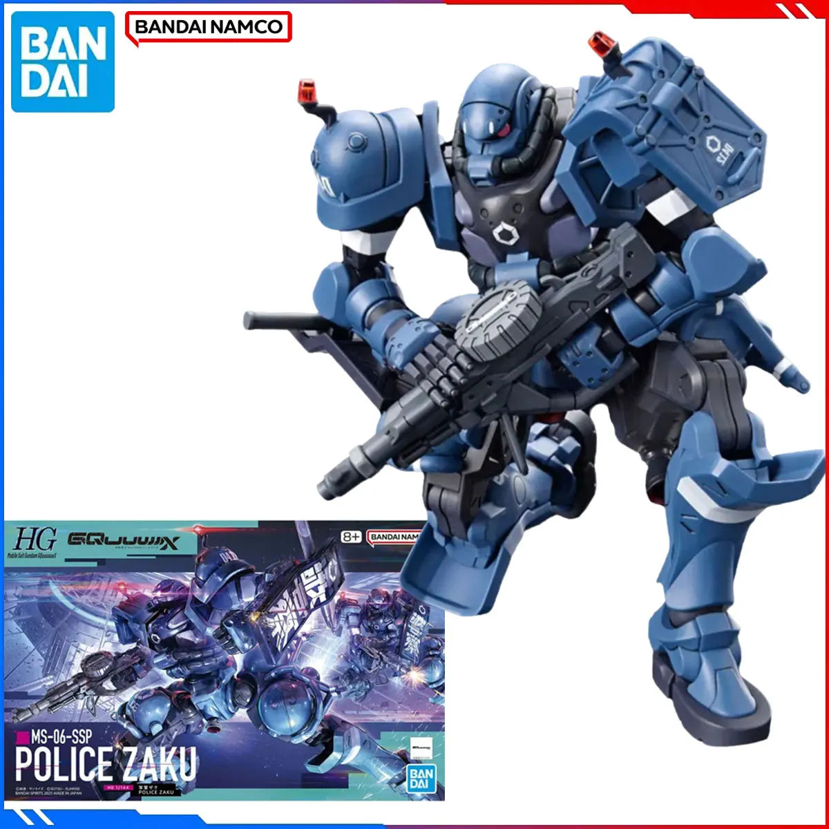 Genuine Bandai Original Gundam GQuuuuuuX  Model Kit HG Mobile Suit  1/144 Anime Figures MS-06-SSP Police Zaku Action Model Toy