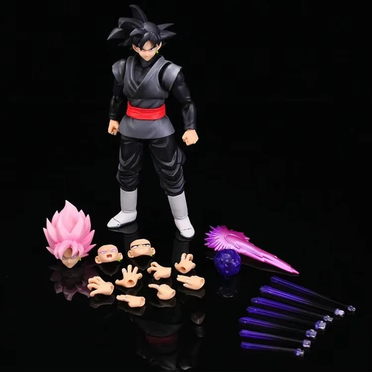 14cm Dragon Ball Black Goku Zamasu Anime Action Figure Super Saiyan Movie Version Dbz Model With Multiple Accessories Toys Gifts