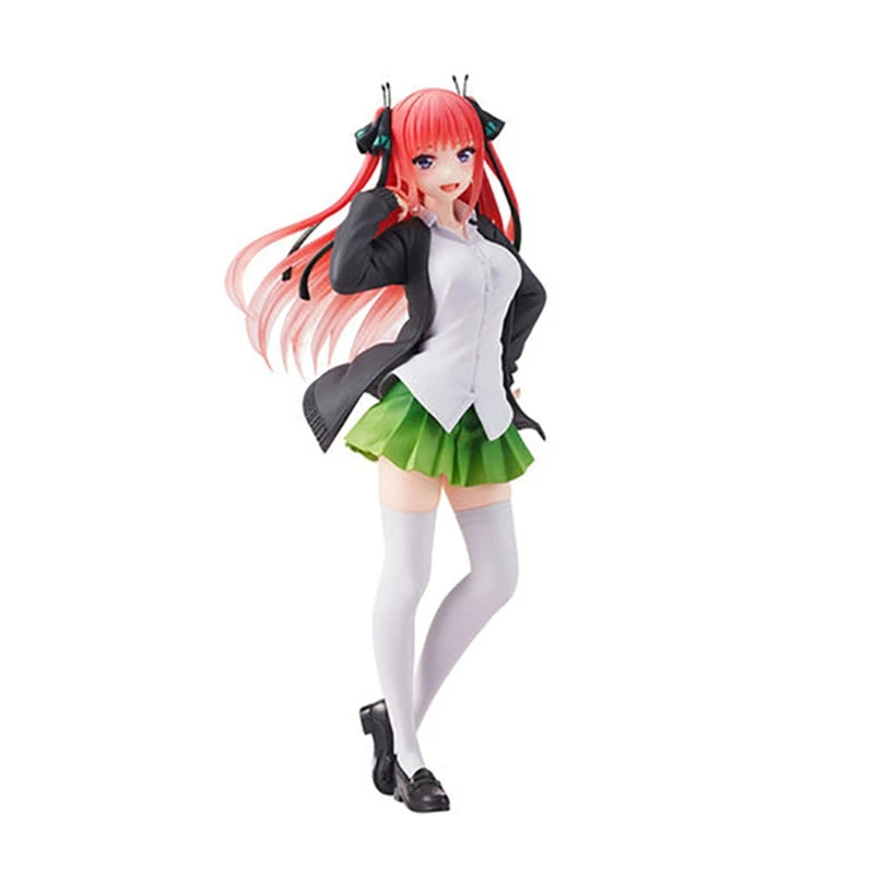 Anime-Figur Nino, 20 cm, schwarze Jacke, College-Uniform, The Quintessential Quintuplets, stehendes Modell, Puppen, Spielzeug, Geschenk, PVC-Material