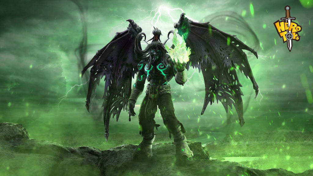 HERO TOYS 1/10 Scale Male Soldier Demon Hunter Black Illidan Stormrage Full Set About 24Cm Action Figure Collectible Model Toys