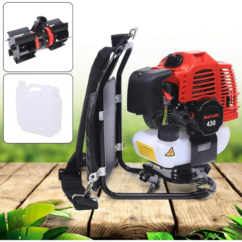 43CC 2-Stroke Grass Trimmer 1250W 3 in 1 Gas Powered Backpack Garden Rototiller Lawn Mower for Yard Farmland Weeding ﻿ ﻿ ﻿