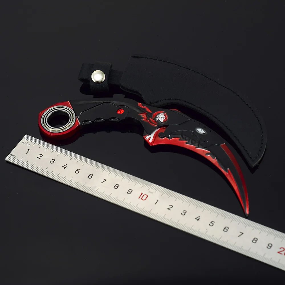17CM Karambit Игра Живот и смърт Периферна Тъмна Луна Двойни Шипове Метален Модел Безопасност Мили Тери Влак Нож Играчки Меч Момче Подарък